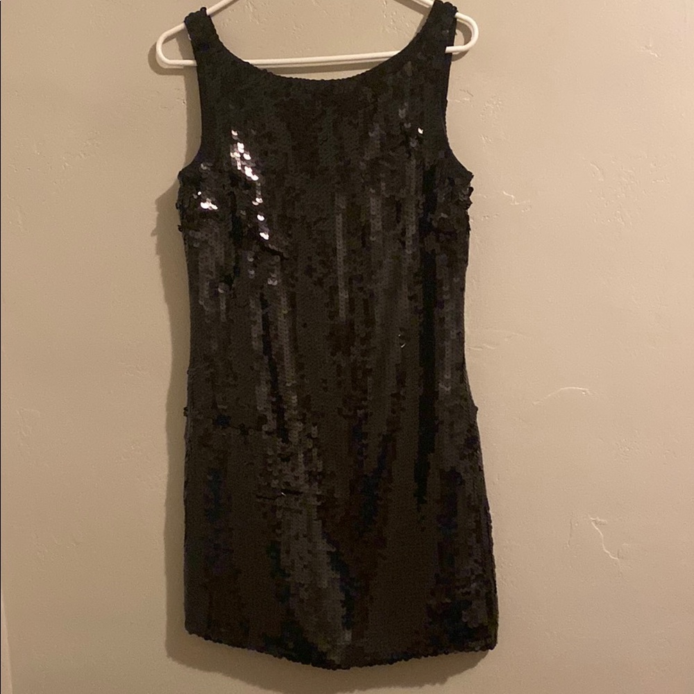Banana Republic Black Sequin Cocktail Dress Woman 2